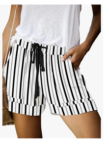 Shorts d'été en coton pour femmes fabriqués au Bangladesh, confortables, taille élastique, cordon de serrage, shorts décontractés avec poches, vêtements de détente doux - Product Image 5