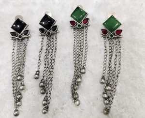 Pendientes de plata oxidada alemana étnica Rajasthani - Product Image 1