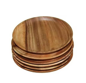 Platos de Cena y Bandeja de Servir de Estilo Campestre de Madera de Acacia de 6 Pulgadas, para Fiestas, Decoración del Hogar, Ensaladera, Artesanía Saniya - Product Image 4
