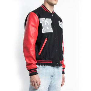 Veste universitaire en cuir imperméable à capuche pas chère à vendre en gros, qualité classique, style lettreman avec logo frontal pour hommes et femmes - Product Image 4