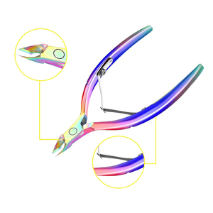 Dissolvant de cuticules en acier métallique pinces à cuticules arc-en-ciel pointu robuste pédicure manucure outils pour ongles et ongles - Product Image 2