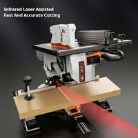 Scie à table circulaire verticale de 10 pouces avec laser infrarouge, scie composée assistée par laser pour coupes à tout angle, travail du bois, état neuf