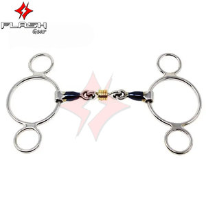 Brocas de caballo de 3 anillos de enlace francés hechas a medida de primera calidad, brocas de mordaza holandesas occidentales de acero inoxidable de alta calidad y calzones de plata alemanes - Product Image 2