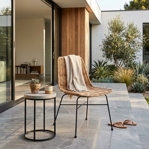 Silla de Comedor Moderna de Ratán Tejido con Miel Natural, Ecológica, Impermeable, para Exteriores y Patios - Product Image 5