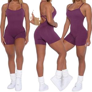 Meilleure qualité femmes combinaison Fitness vêtements de sport croix dos nu entraînement costume personnalisé vêtements de sport nouveauté combinaison pour les femmes 2025 - Product Image 1
