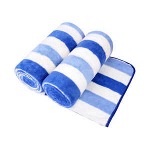 Trendy Quick Dry Blue Striped <b>Beach</b> <b>Towels</b> Made of 100% Cotton GOTS Certified With Tailored Options Perfect for Golf Household - Product Image 1