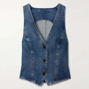 Veste en jean à col rabattu pour femme, veste vintage élégante sans manches, manteaux d'automne, streetwear décontracté, mode coton pour le printemps - Product Image 3