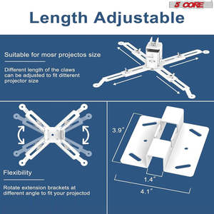 5Core <b>Projector</b> <b>Mount</b> Ceiling Wall Universal Holder Adjustable Low Profile Capacity 40lb - Product Image 2