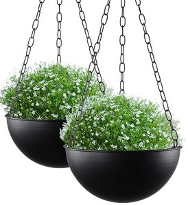 Jardinières suspendues en fer chromé faites à la main, design moderne, pour usage intérieur/extérieur, décoration murale et pots de fleurs - Product Image 3