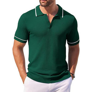Camiseta deportiva de manga corta personalizada para hombre, camiseta de polo de tacto suave OEM informal en blanco con tejido de punto de patrón sólido - Product Image 4