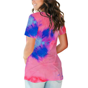 Camiseta de Verano Informal para Mujer, Transpirable, de Manga Corta, Ecológica, de Punto Jersey, Corte Regular, con Estampado Geométrico, Cuello Redondo, Antiarrugas - Product Image 6