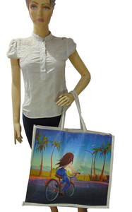 Sac fourre-tout de sport en toile photo laminée géométrique personnalisée, impression numérique, grande taille, utilisation en extérieur, 100% coton, poignée, fermeture à glissière - Product Image 1