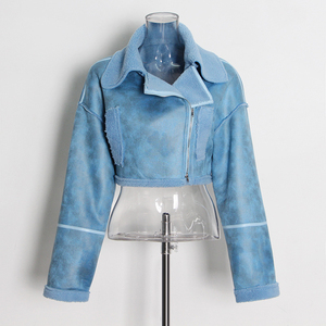 Chaqueta de punto de nuevo diseño 2025 otoño nuevo estilo de moda Retro personalidad solapa chaqueta de cuero para mujer disponible en Pakistán - Product Image 6