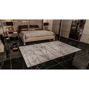 Netline Home Depot KD002 Area <b>Rug</b> Modern Velvet Design in <b>Grey</b> 100% Micro Polyester Non-Shed Easy-Clean Durable <b>for</b> <b>Bedroom</b> - Product Image 1