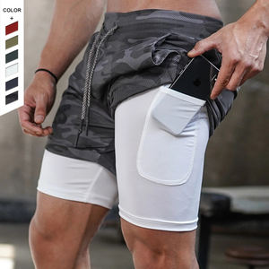 2024 nouvelles Double Couche Léger Haute Stretch Muscle Basketball Hommes Gym Sportswear Fitness Running Shorts - Product Image 2