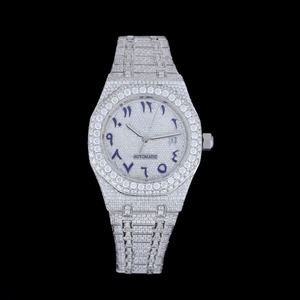 Exportador indio esfera blanca reloj mecánico muñeca estilo Hip Hop Natural VVS claridad diamante totalmente helado acero inoxidable para la venta - Product Image 1