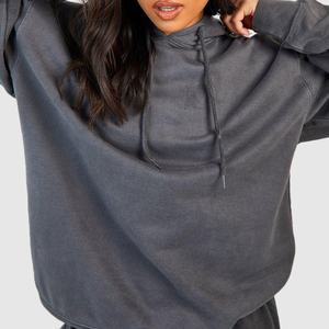 Service OEM à bas prix Survêtements évasés en matériaux respirants pour femmes, survêtements en coton personnalisés, décontractés et vintage lavés à l'acide - Product Image 2