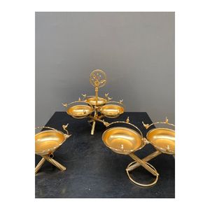 Meridian Bird Triple Brass Set 3 piezas 2 piezas Single Snack Bowl Elegante diseño de pájaro para comedor - Product Image 2