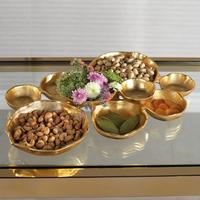 9 plats en argent décoratifs, ensemble de bols à servir, bonbons, noix, biscuits, fruits, utilisation pour servir, métal, bol à compartiments multiples pour fête