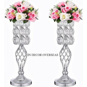 Diamant Texture Designer Haute Qualité Plaqué Or Meilleure Qualité Métal Fleurs Affichage Trompette Vase Fournitures De Décoration De Mariage - Product Image 6