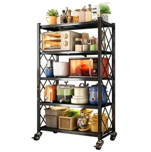 Giá để đồ bằng thép chắc chắn, bán buôn từ nhà sản xuất, 3/4/5 tầng, gấp gọn đa năng, dùng cho nhà bếp & phòng ngủ - Product Image 2