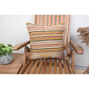 18x18 Inch <b>Beige</b> Kilim Wool Pillow Luxury Vintage Fluffy Pattern with Rustic Leaves Woven Decorative Accent <b>Cushion</b> - Product Image 1