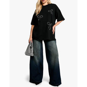 Camiseta de Manga Corta para Mujer, Color Sólido, 100% Algodón, Transpirable, Cómoda, Tallas Grandes - Product Image 6