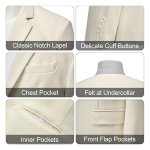 Veste de blazer de bureau décontractée à manches longues en coton respirant pour hommes - Product Image 2