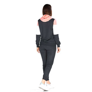 Ensemble de jogging de sport à capuche 100% coton deux pièces avec veste de piste d'équipe et pantalon de survêtement - Product Image 3