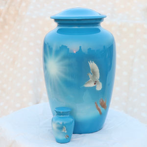 HHO Offers Premium Quality Custom Printed Adult Aluminum Cremation <b>Urn</b> Durable Metal Crafts Keepsake Remembrance From India - Product Image 4