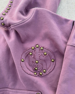 Sudadera Corta de Estilo Urbano, Lavada, Vintage, de Felpa Francesa, con Cierre, Tachuelas y Efecto Desgastado - Product Image 6