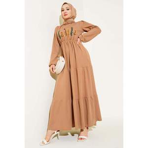 Vestido con bordado frontal Latte - Product Image 1