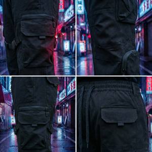 Pantalons de jogging streetwear hip hop pour hommes, pantalons cargo tactiques cyberpunk, pantalons darkwear, 100% coton, imperméable, écologique, respirant - Product Image 4