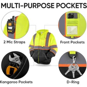 Fermeture éclair sécurité haute visibilité classe 3 réfléchissant FR sweats personnalisé haute visibilité enfants sweat à capuche sécurité réfléchissant - Product Image 2