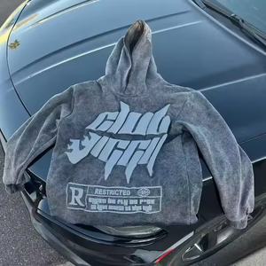 Sudadera con Capucha Larga y Holgada Estilo Hip Hop, de Felpa, Anti-Pilling, Teñida, Estilo Gótico, Unisex - Product Image 4