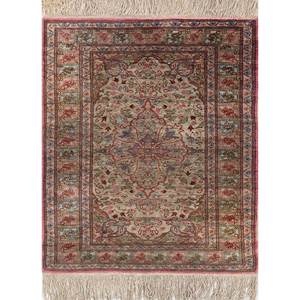 Gulmarg Hand Knotted <b>Silk</b> Rug <b>Red</b> Orange Medallion Pattern Rectangle Puzzle Design for Home Living Pae-5994 Handmade Techniques - Product Image 1