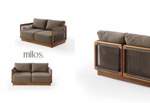 Modern <b>Outdoor</b> Dining Room Set Wood Frame Cushioned <b>Sofa</b> Table 5-Piece Solid Back Patio Villa Courtyard Furniture - Product Image 5