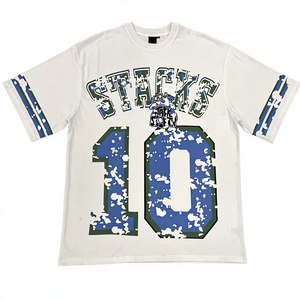 Camiseta Deportiva Vintage Oversize para Hombre, Estilo Urbano, 260 g/m², 100% Algodón, Número 10, Puños Desgastados, Manga Corta, Estampada - Product Image 2