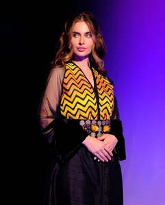 Tradicional negro Marruecos caftán amarillo bordado elegante musulmán Maxi vestido cuello en V manga larga ligero antiarrugas - Product Image 5