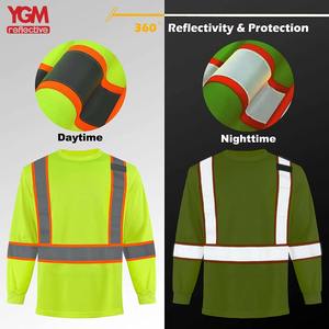 Factory High Visibility Long Sleeve Safety Yellow Orange TShirt with Pocket Reflective Work Shirt Custom Logo for Men Women - Product Image 6