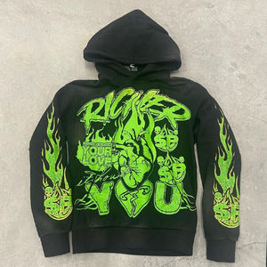 เสื้อฮู้ดเทอร์รี่สำหรับผู้ชายแนวสตรีทแวร์ผ้าฝ้ายเฮฟวีเวตซักกรดซีดจางพร้อมพิมพ์ดิจิตอลสำหรับฤดูหนาววินเทจ - Product Image 4