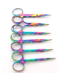 Tijera para recortar pestañas hecha a mano de acero inoxidable de embalaje personalizado de alta calidad, herramienta de belleza puntiaguda para dar forma a las cejas - Product Image 2