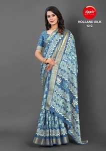 ผ้าส่าหรีผ้าไหมแบบพรีเมี่ยมที่เข้าได้กับคอลลาร์สำหรับผ้าม่านและดีไซน์หรูหราส่าหรีผ้าไหมฮอลแลนด์ - Product Image 2