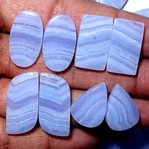 Paire de pierres précieuses en cristal d'agate de dentelle bleue naturelle pour la fabrication de bijoux en Inde - Product Image 1