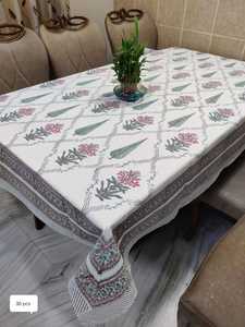 Hand Block Printed Floral Design 100% Cotton Elegant Tablecloth Handcrafted Traditional Artisan Handmade Elegant <b>Table</b> <b>Cover</b> - Product Image 3