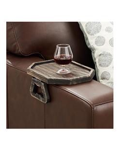 Accoudoir Clip Plateau Canapé Table Canapé En Bois Canapé Accoudoir Table pour Téléphone À Distance et Snacks Rustique - Product Image 1