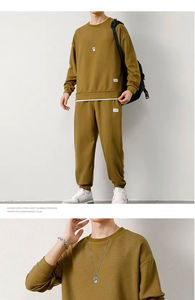 Ensemble pantalon et sweat-shirt respirant multicolore pour hommes personnalisé et assorti vente en gros de costume décontracté 2 pièces à carreaux gaufré élégant de grande taille - Product Image 4