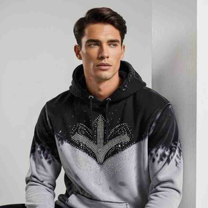 เสื้อฮู้ดแบบสวมหัวมีฮู้ดติดพลอยเทียมระยิบระยับแบบกำหนดเองดีไซน์โบราณพร้อมโหมดเย็บติด - Product Image 4