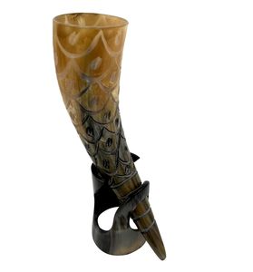 Support de Corne de Bière Viking de Grande Taille Fait Main et Écologique, Base en Métal Naturel, Qualité Supérieure, Conception d'Ange, Technique Polie - Product Image 3