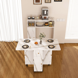 New Multifunctional White Folding Dining Table with <b>Wall</b> Mounted Sideboard & <b>Storage</b> for Small Apartments - Product Image 5